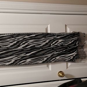Black & White Scarf with Fringe